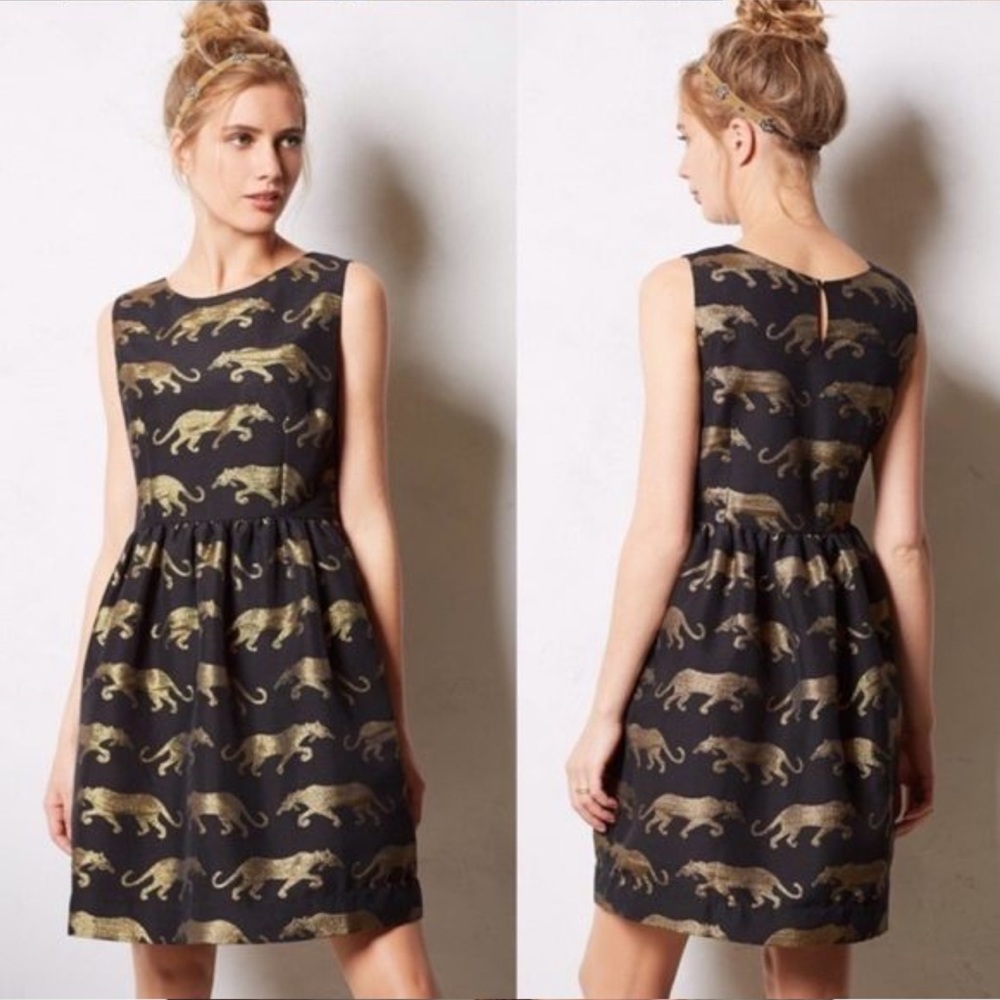Anthropologie 'Panthere' Dress Jaguar/ Panther Embroidered